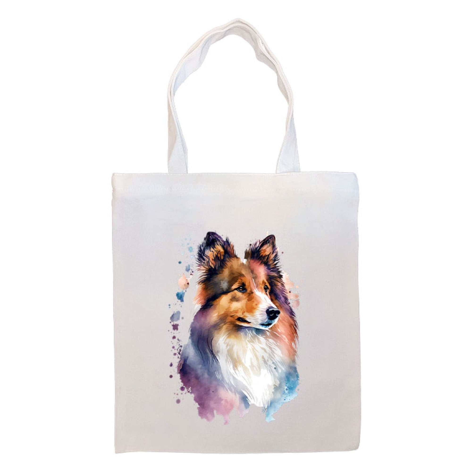 Canvas Tote Bag, Zippered With Handles & Inner Pocket, "Sheltie"-0