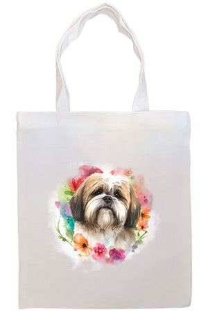 Canvas Tote Bag, Zippered With Handles & Inner Pocket, "Lhasa Apso"-3