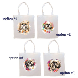 Canvas Tote Bag, Zippered With Handles & Inner Pocket, "Lhasa Apso"-1