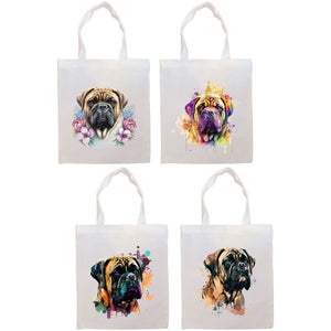 Canvas Tote Bag, Zippered With Handles & Inner Pocket, "Bullmastiff"-0