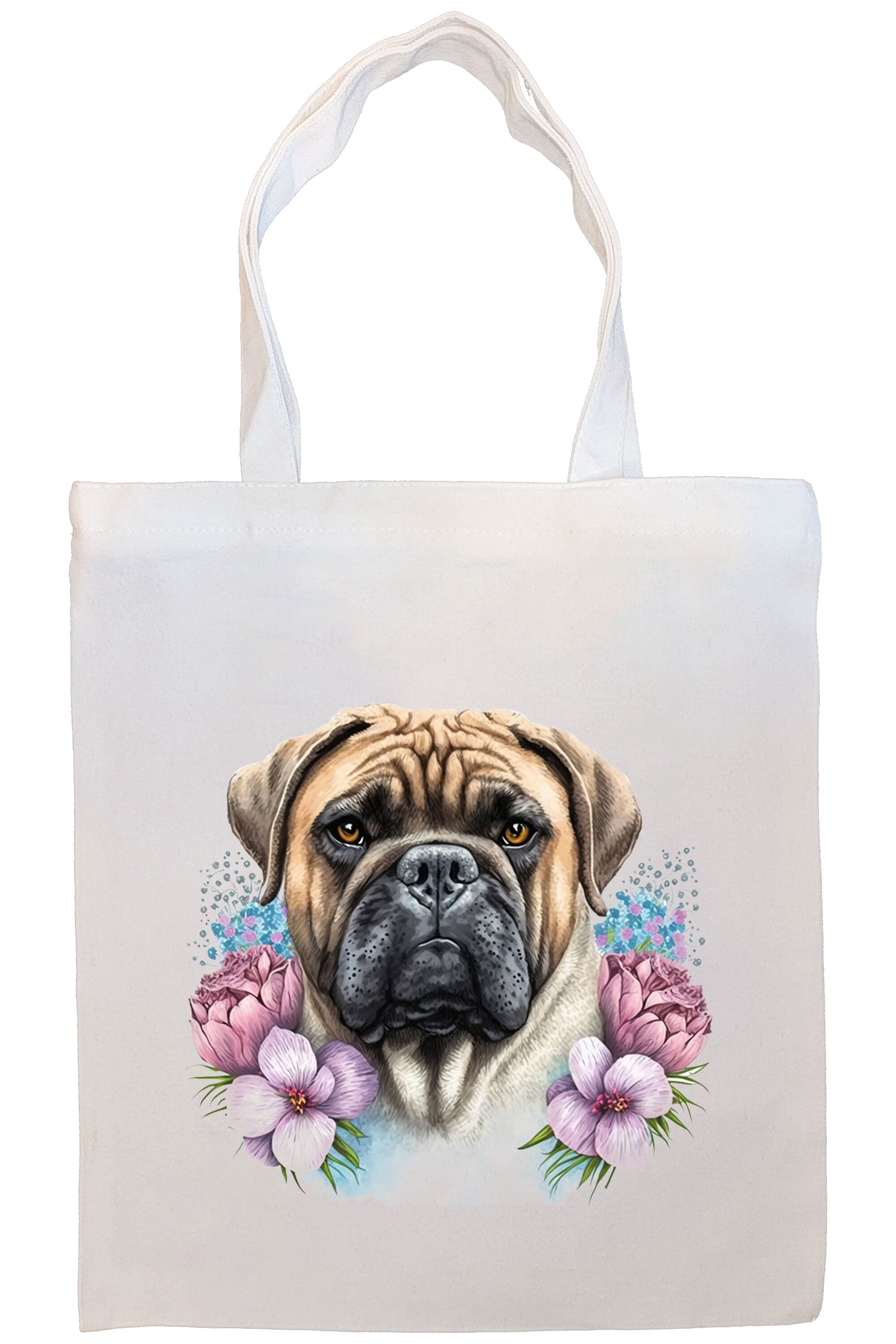 Canvas Tote Bag, Zippered With Handles & Inner Pocket, "Bullmastiff"-2