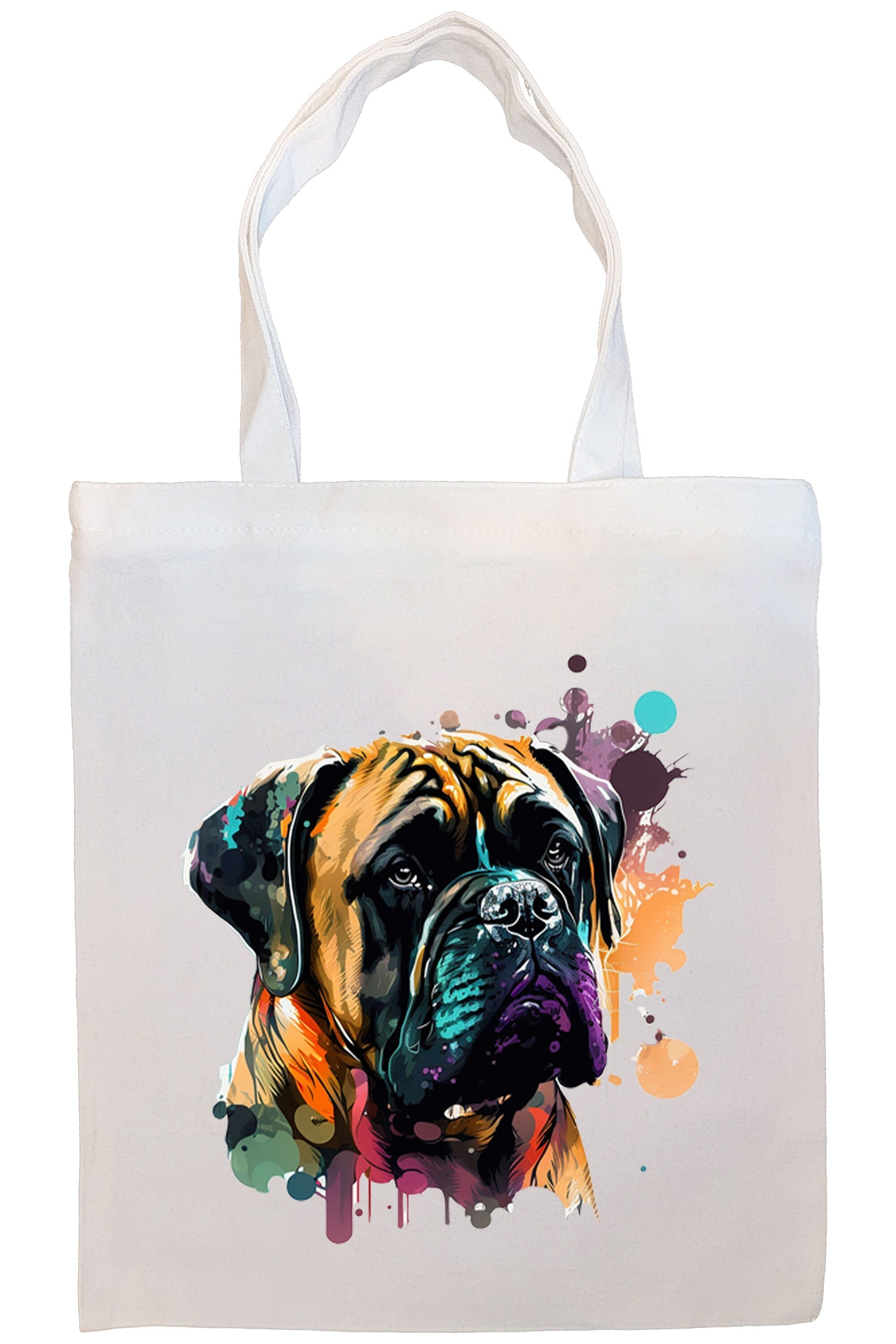 Canvas Tote Bag, Zippered With Handles & Inner Pocket, "Bullmastiff"-4