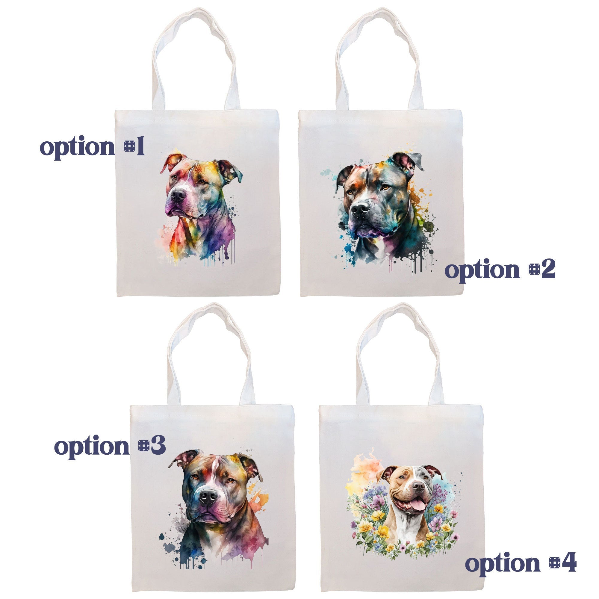 Canvas Tote Bag, Zippered With Handles & Inner Pocket, "Pit Bull"-1