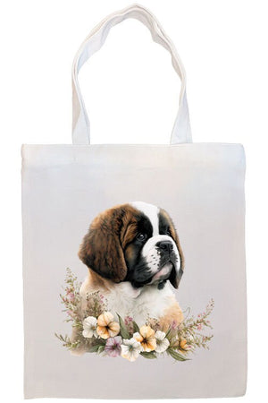 Canvas Tote Bag, Zippered With Handles & Inner Pocket, St. Bernard"-4