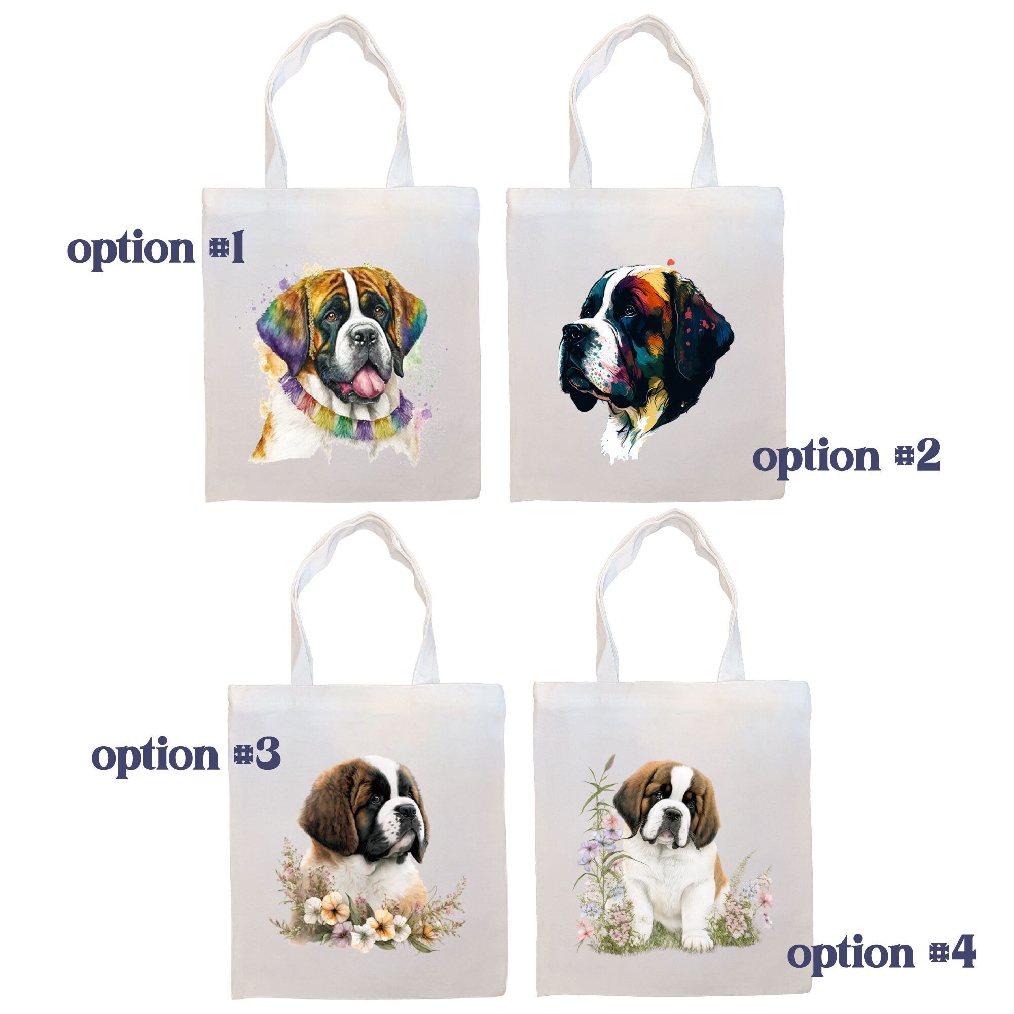 Canvas Tote Bag, Zippered With Handles & Inner Pocket, St. Bernard"-1