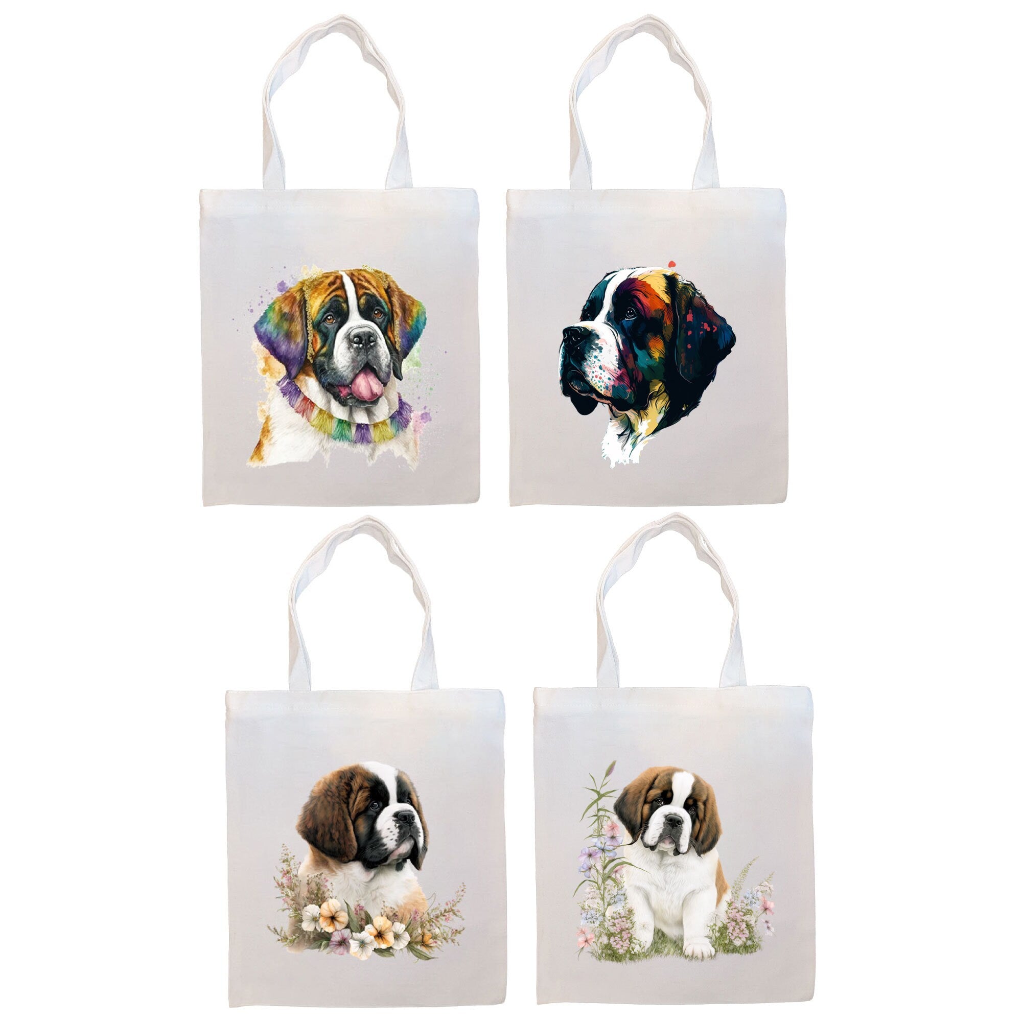 Canvas Tote Bag, Zippered With Handles & Inner Pocket, St. Bernard"-0