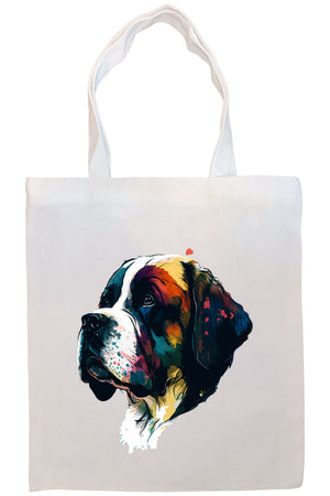 Canvas Tote Bag, Zippered With Handles & Inner Pocket, St. Bernard"-3