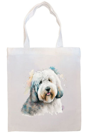 Canvas Tote Bag, Zippered With Handles & Inner Pocket, "Old English Sheepdog"-3