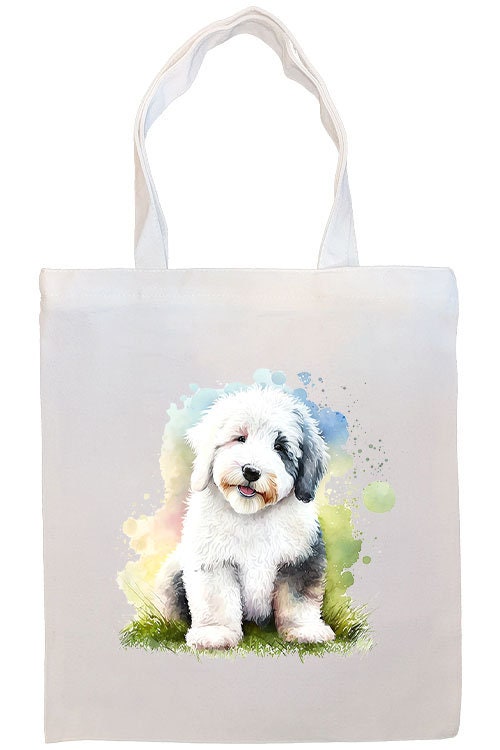 Canvas Tote Bag, Zippered With Handles & Inner Pocket, "Old English Sheepdog"-2