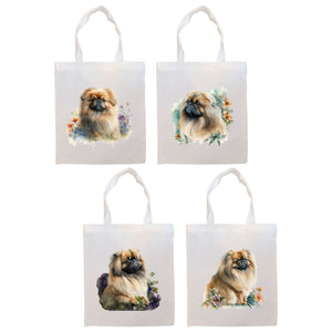 Canvas Tote Bag, Zippered With Handles & Inner Pocket, "Pekingese"-0