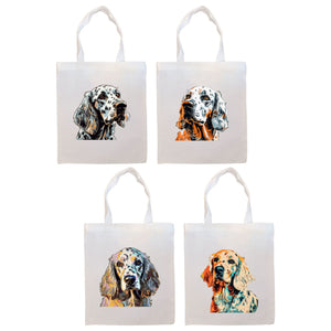 Canvas Tote Bag, Zippered With Handles & Inner Pocket, "English Setter"-0