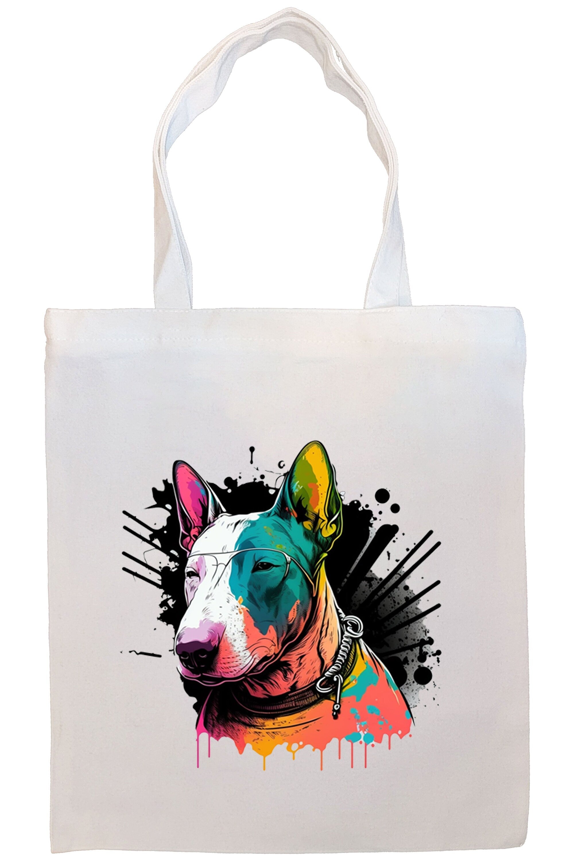 Canvas Tote Bag, Zippered With Handles & Inner Pocket, "Bull Terrier"-3