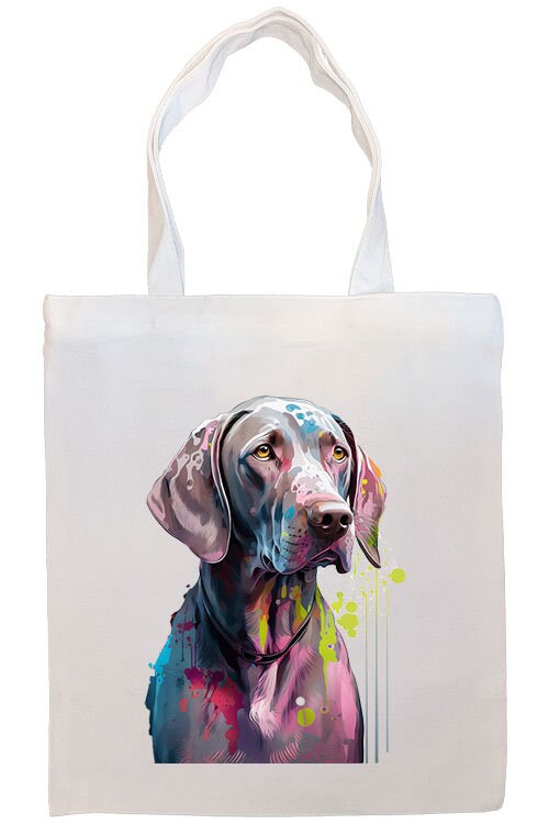 Canvas Tote Bag, Zippered With Handles & Inner Pocket, "Weimaraner"-2