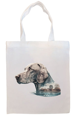 Canvas Tote Bag, Zippered With Handles & Inner Pocket, "Weimaraner"-4