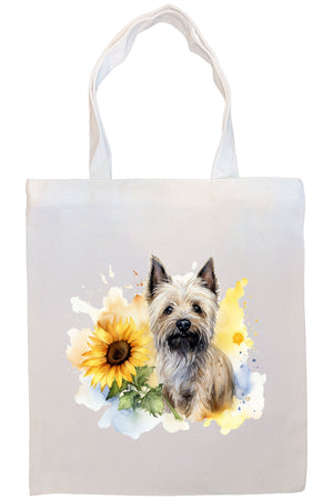 Canvas Tote Bag, Zippered With Handles & Inner Pocket, "Cairn Terrier"-3