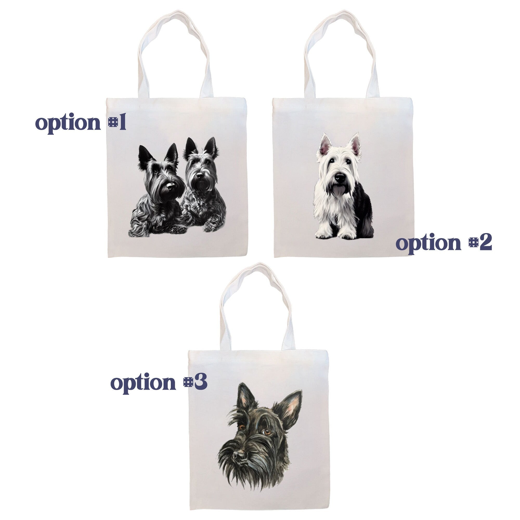 Canvas Tote Bag, Zippered With Handles & Inner Pocket, "Scottish Terrier"-1