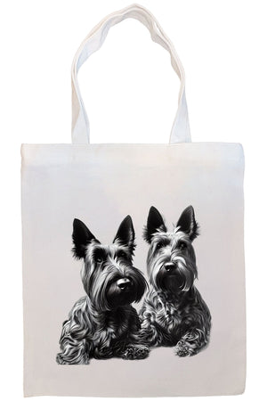 Canvas Tote Bag, Zippered With Handles & Inner Pocket, "Scottish Terrier"-2