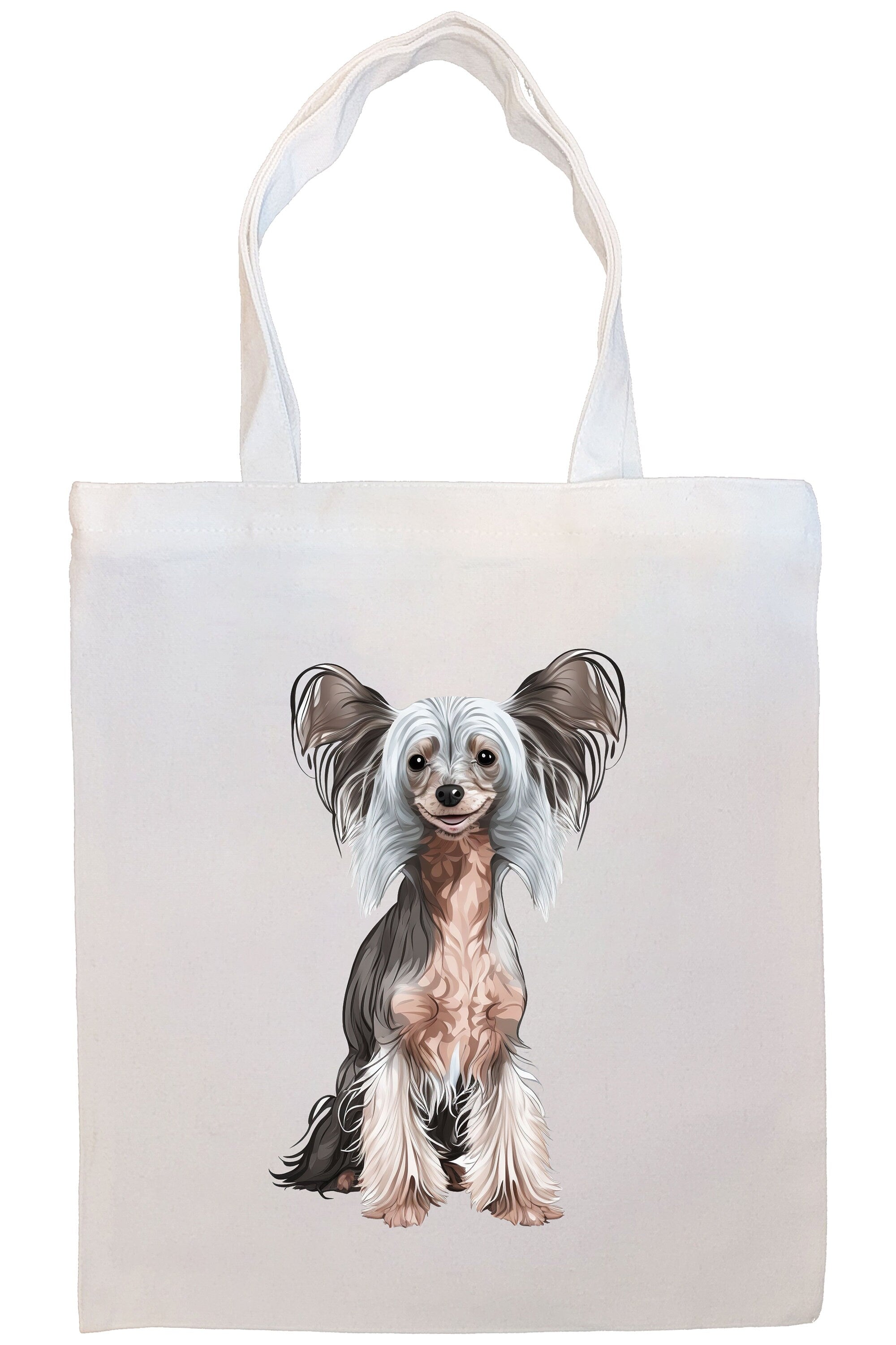 Canvas Tote Bag, Zippered With Handles & Inner Pocket, "Chinese Crested"-4