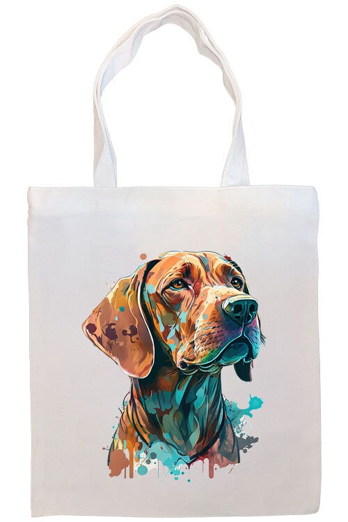 Canvas Tote Bag, Zippered With Handles & Inner Pocket, "Vizsla"-3