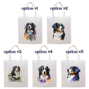 Canvas Tote Bag, Zippered With Handles & Inner Pocket, "Bernese Mountain Dog"-1