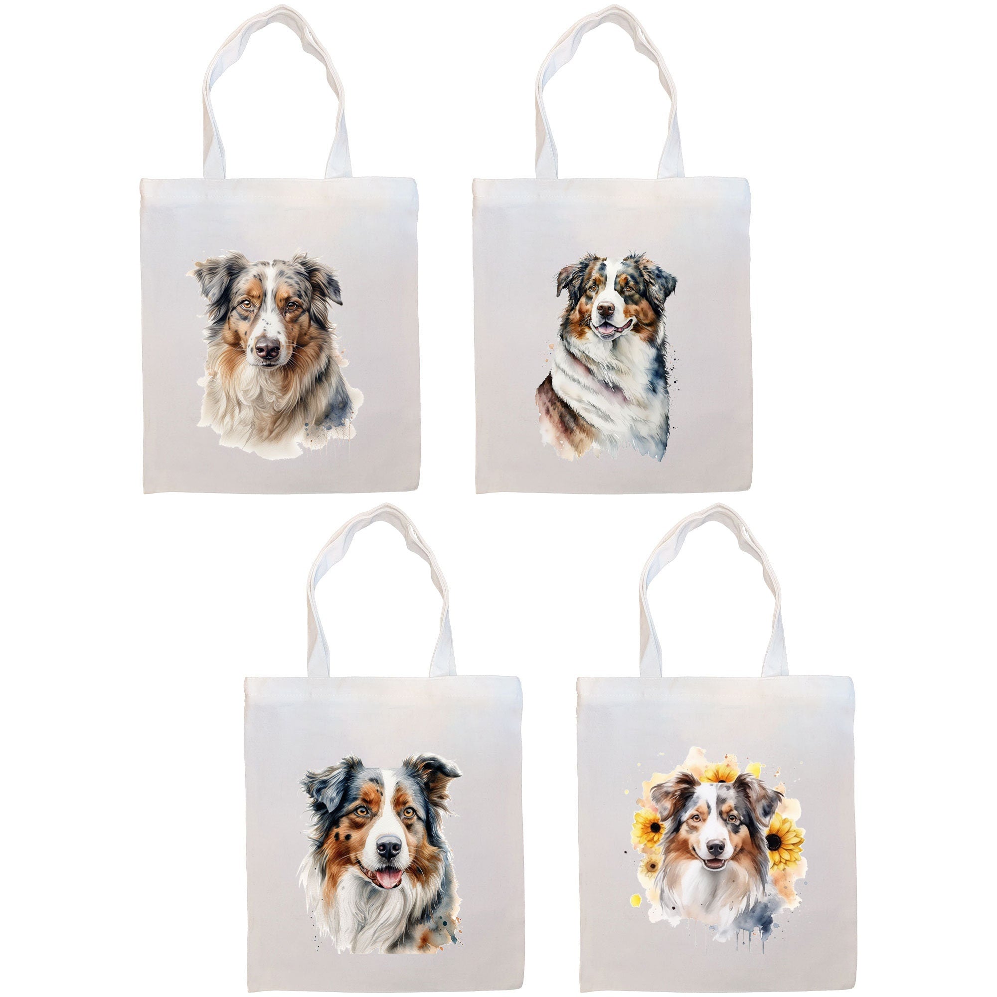 Canvas Tote Bag, Zippered With Handles & Inner Pocket, "Australian Shepherd"-0