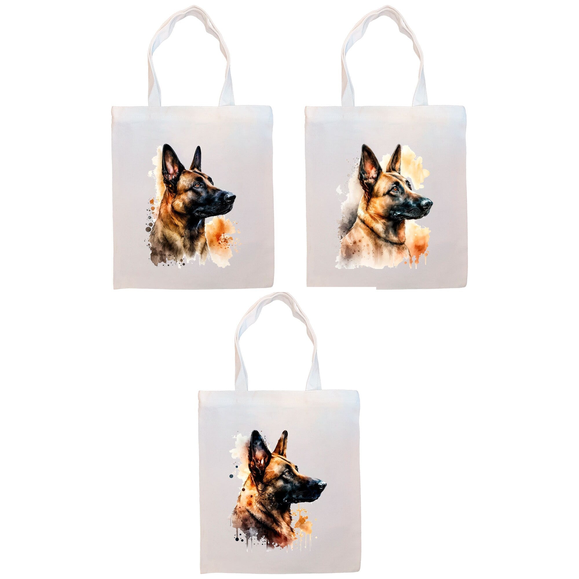 Canvas Tote Bag, Zippered With Handles & Inner Pocket, "Belgian Malinois"-0