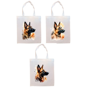 Canvas Tote Bag, Zippered With Handles & Inner Pocket, "Belgian Malinois"-0