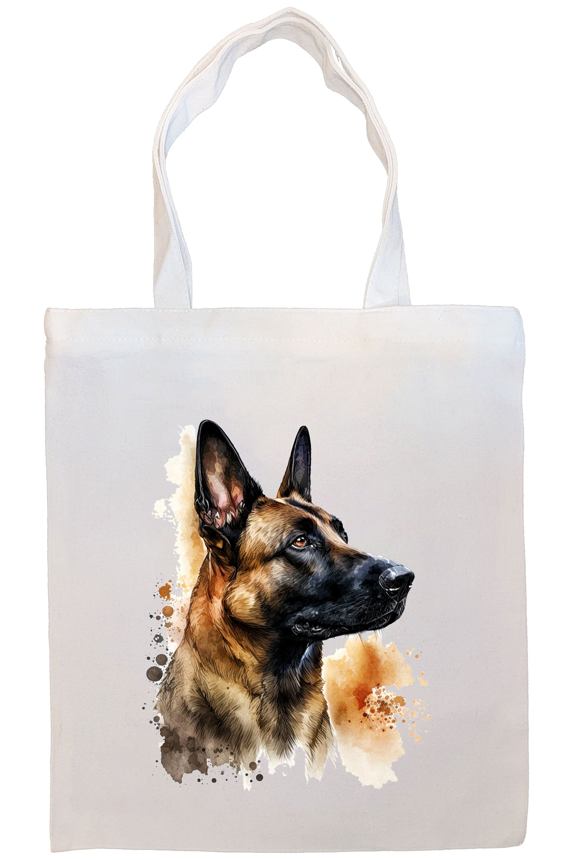 Canvas Tote Bag, Zippered With Handles & Inner Pocket, "Belgian Malinois"-2