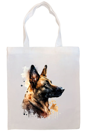 Canvas Tote Bag, Zippered With Handles & Inner Pocket, "Belgian Malinois"-4