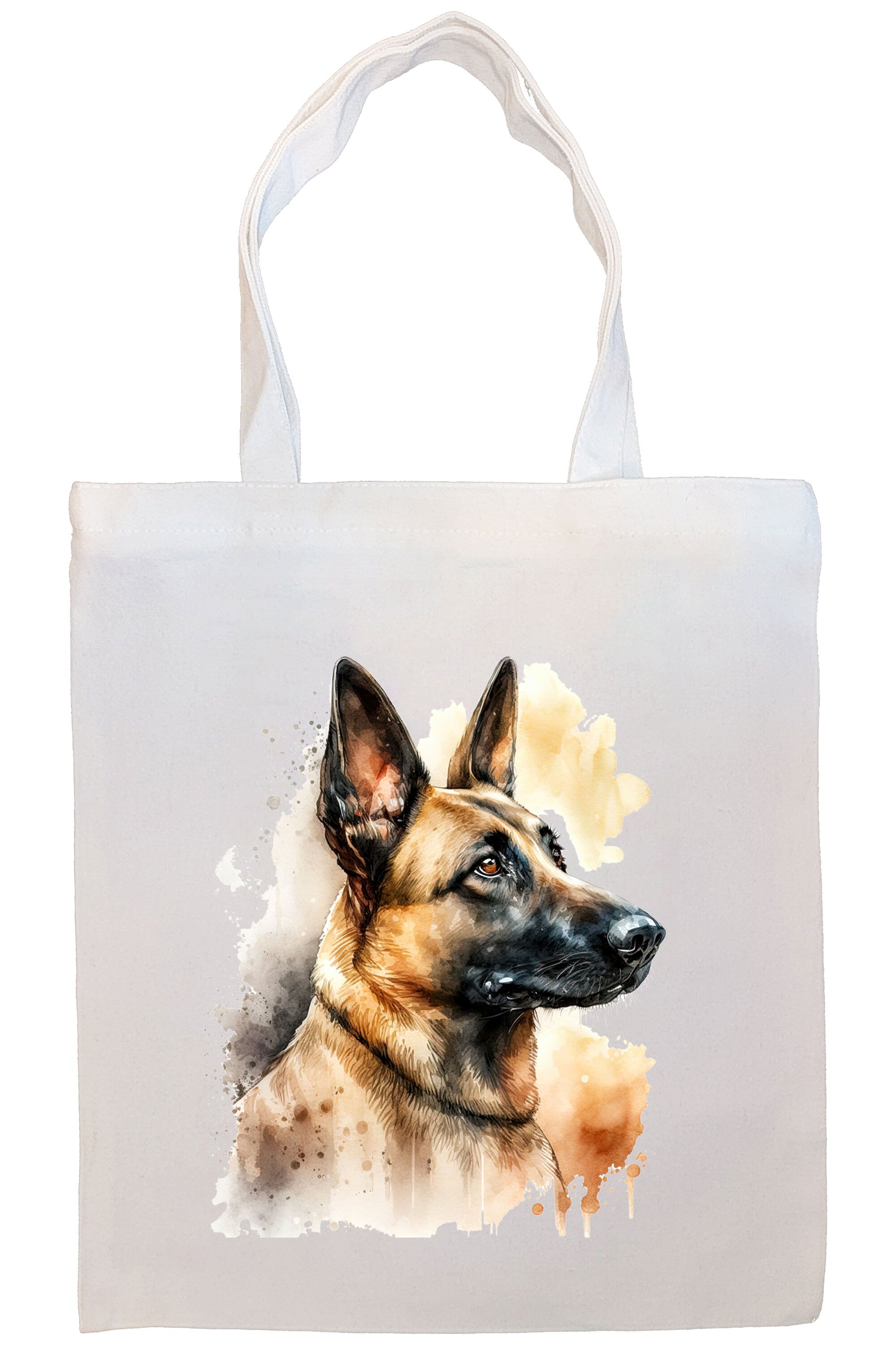 Canvas Tote Bag, Zippered With Handles & Inner Pocket, "Belgian Malinois"-3