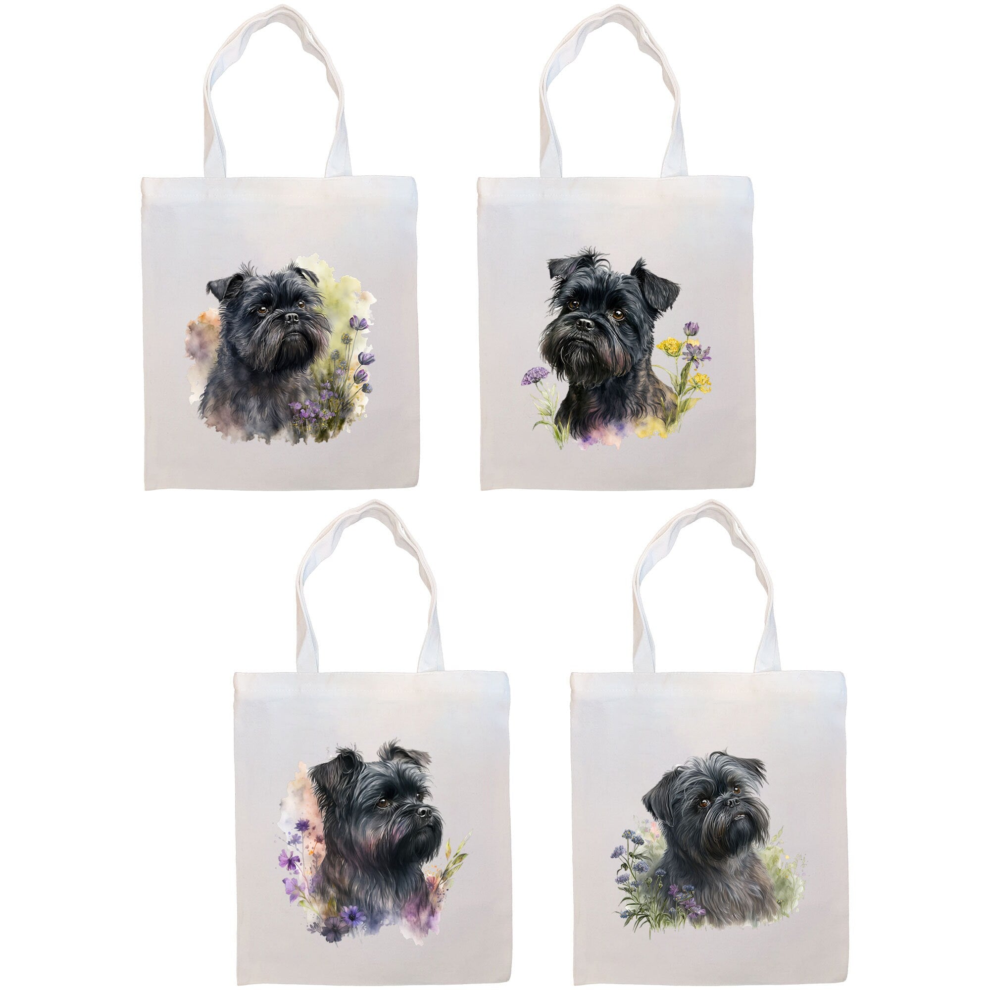 Canvas Tote Bag, Zippered With Handles & Inner Pocket, "Affenpinscher"-0