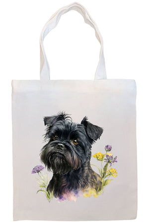 Canvas Tote Bag, Zippered With Handles & Inner Pocket, "Affenpinscher"-3