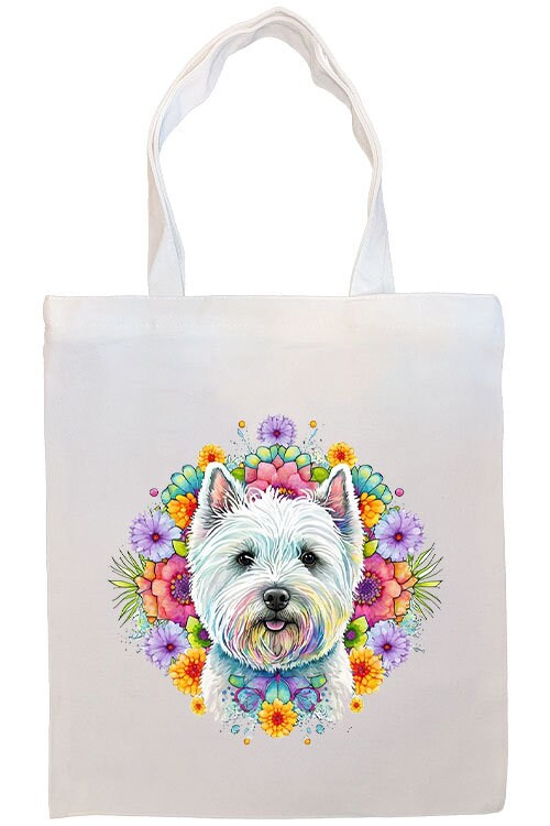 Canvas Tote Bag, Zippered With Handles & Inner Pocket, "Westie"-3