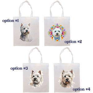 Canvas Tote Bag, Zippered With Handles & Inner Pocket, "Westie"-1