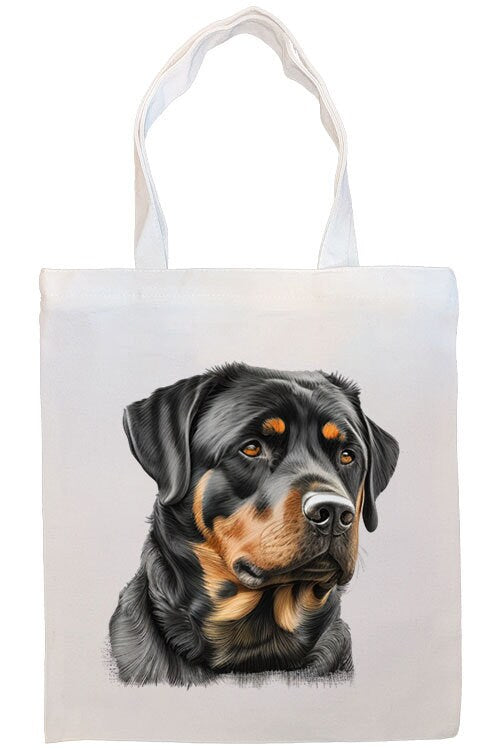 Canvas Tote Bag, Zippered With Handles & Inner Pocket, "Rottweiler"-3