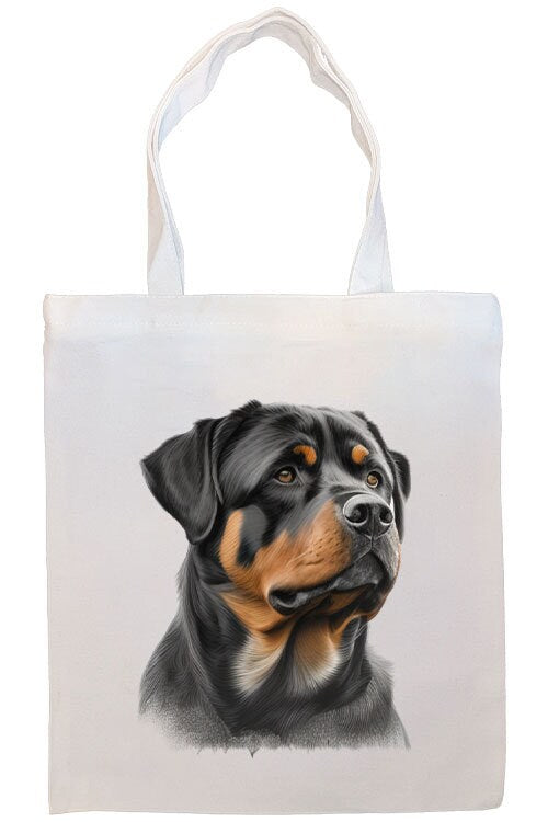 Canvas Tote Bag, Zippered With Handles & Inner Pocket, "Rottweiler"-2