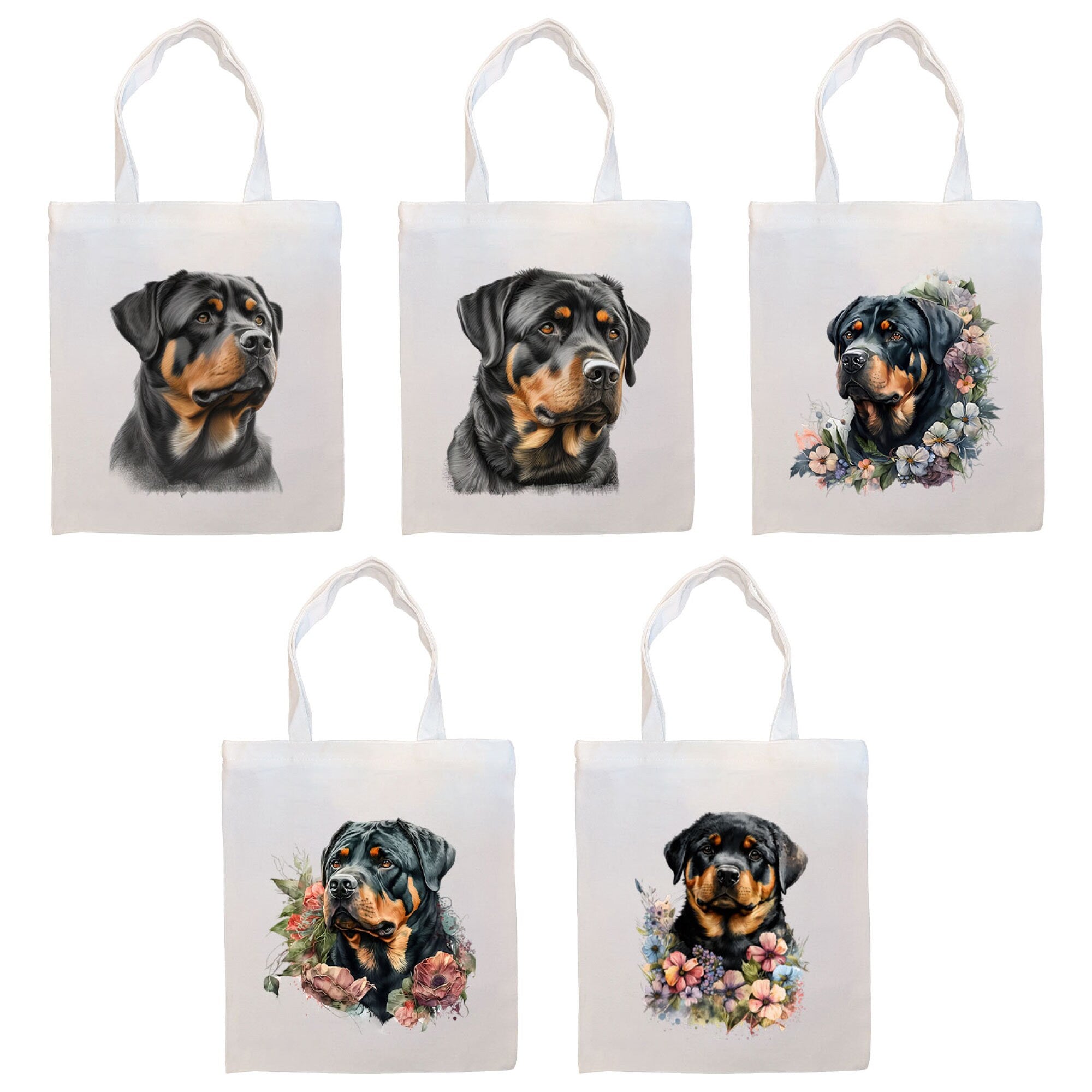 Canvas Tote Bag, Zippered With Handles & Inner Pocket, "Rottweiler"-0