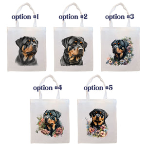 Canvas Tote Bag, Zippered With Handles & Inner Pocket, "Rottweiler"-1