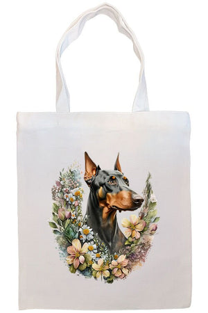 Canvas Tote Bag, Zippered With Handles & Inner Pocket, "Doberman"-2