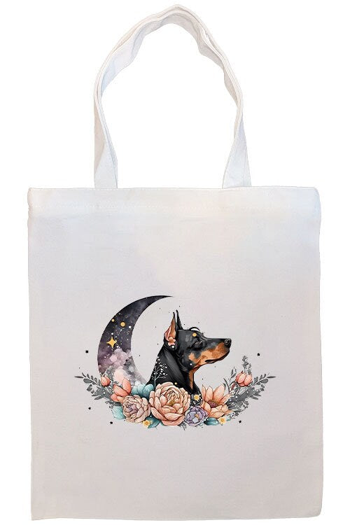 Canvas Tote Bag, Zippered With Handles & Inner Pocket, "Doberman"-4