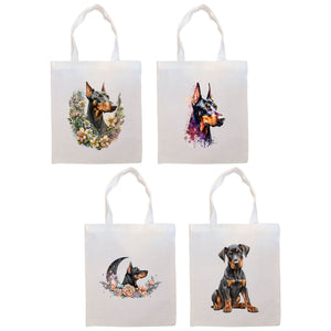 Canvas Tote Bag, Zippered With Handles & Inner Pocket, "Doberman"-0