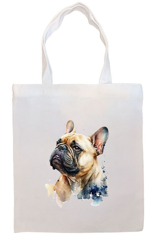 Canvas Tote Bag, Zippered With Handles & Inner Pocket, "Frenchie"-2