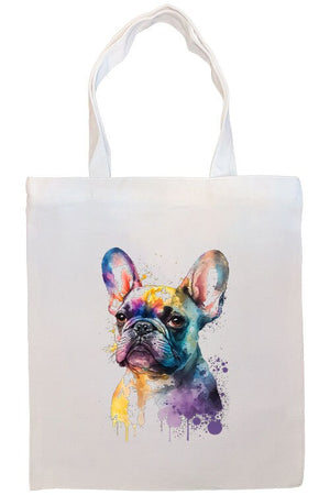 Canvas Tote Bag, Zippered With Handles & Inner Pocket, "Frenchie"-3