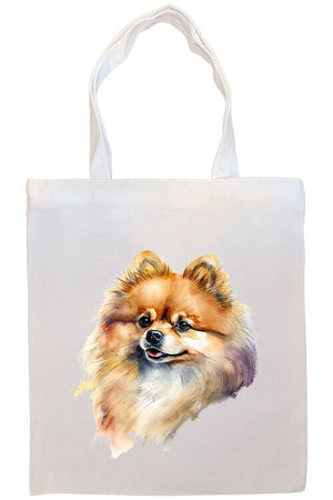 Canvas Tote Bag, Zippered With Handles & Inner Pocket, "Pomeranian"-2