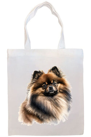 Canvas Tote Bag, Zippered With Handles & Inner Pocket, "Pomeranian"-4