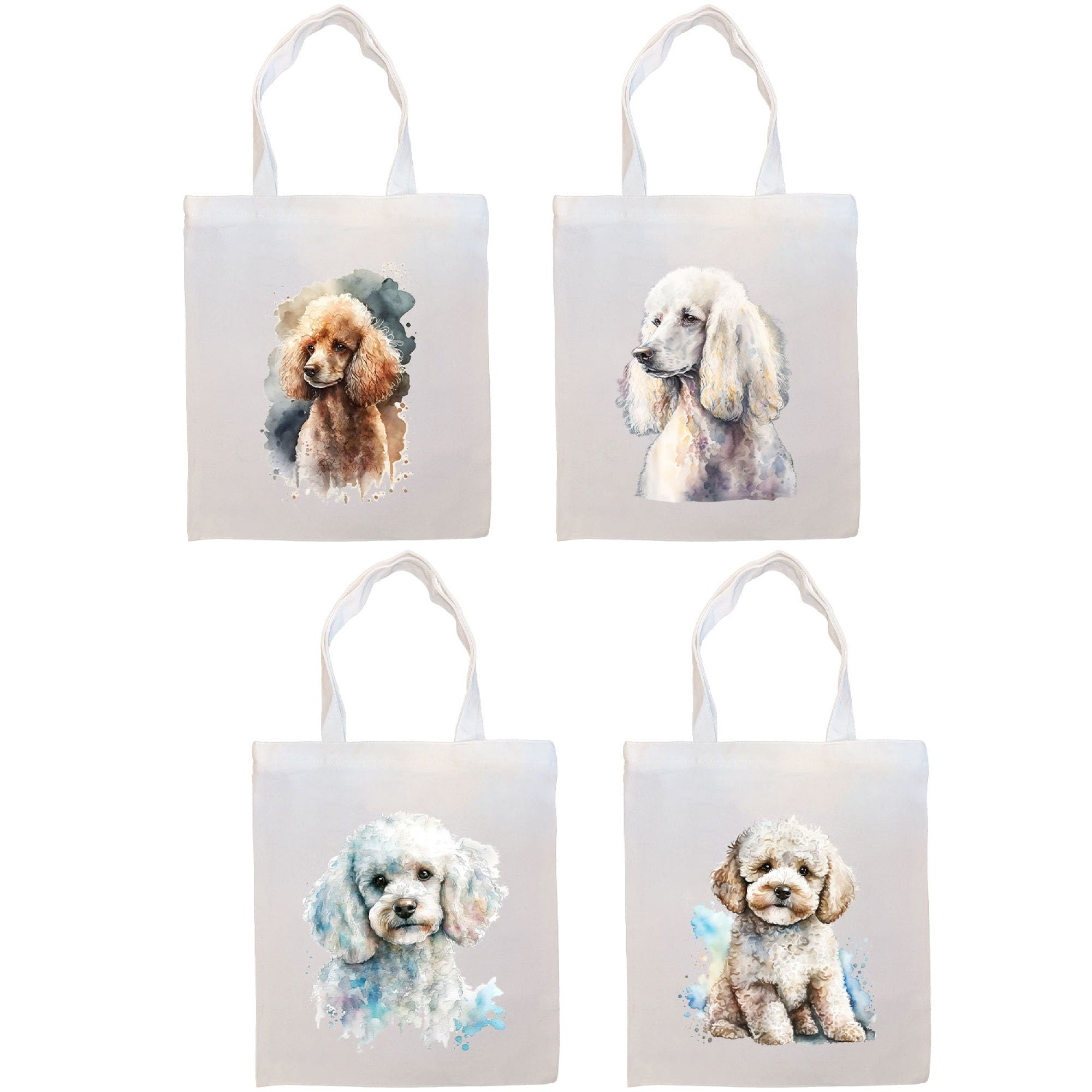 Canvas Tote Bag, Zippered With Handles & Inner Pocket, "Poodle"-0