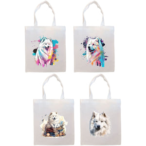 Canvas Tote Bag, Zippered With Handles & Inner Pocket, "Samoyed"-0