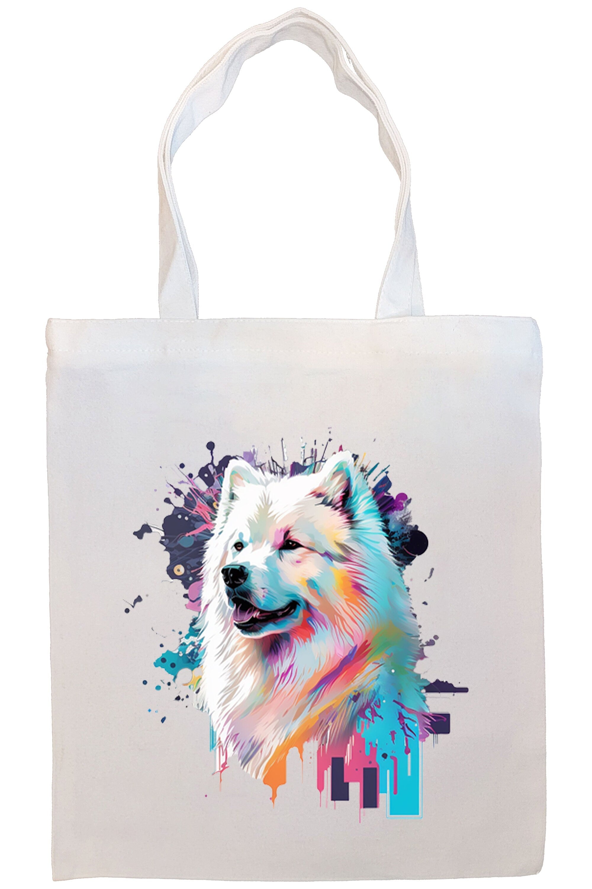 Canvas Tote Bag, Zippered With Handles & Inner Pocket, "Samoyed"-3