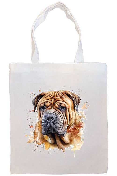 Canvas Tote Bag, Zippered With Handles & Inner Pocket, "Shar-Pei"-4