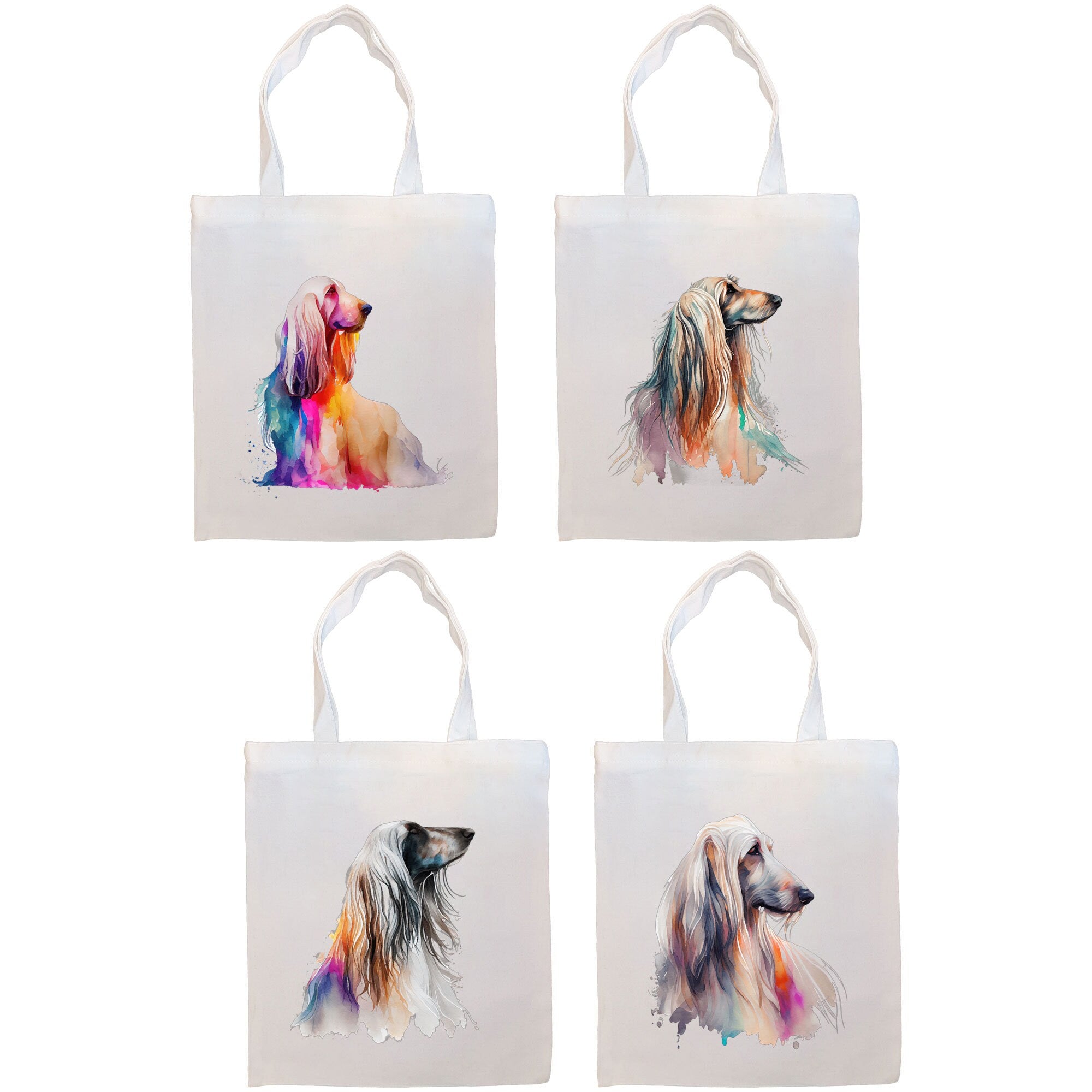 Canvas Tote Bag, Zippered With Handles & Inner Pocket, "Afghan Hound"-0